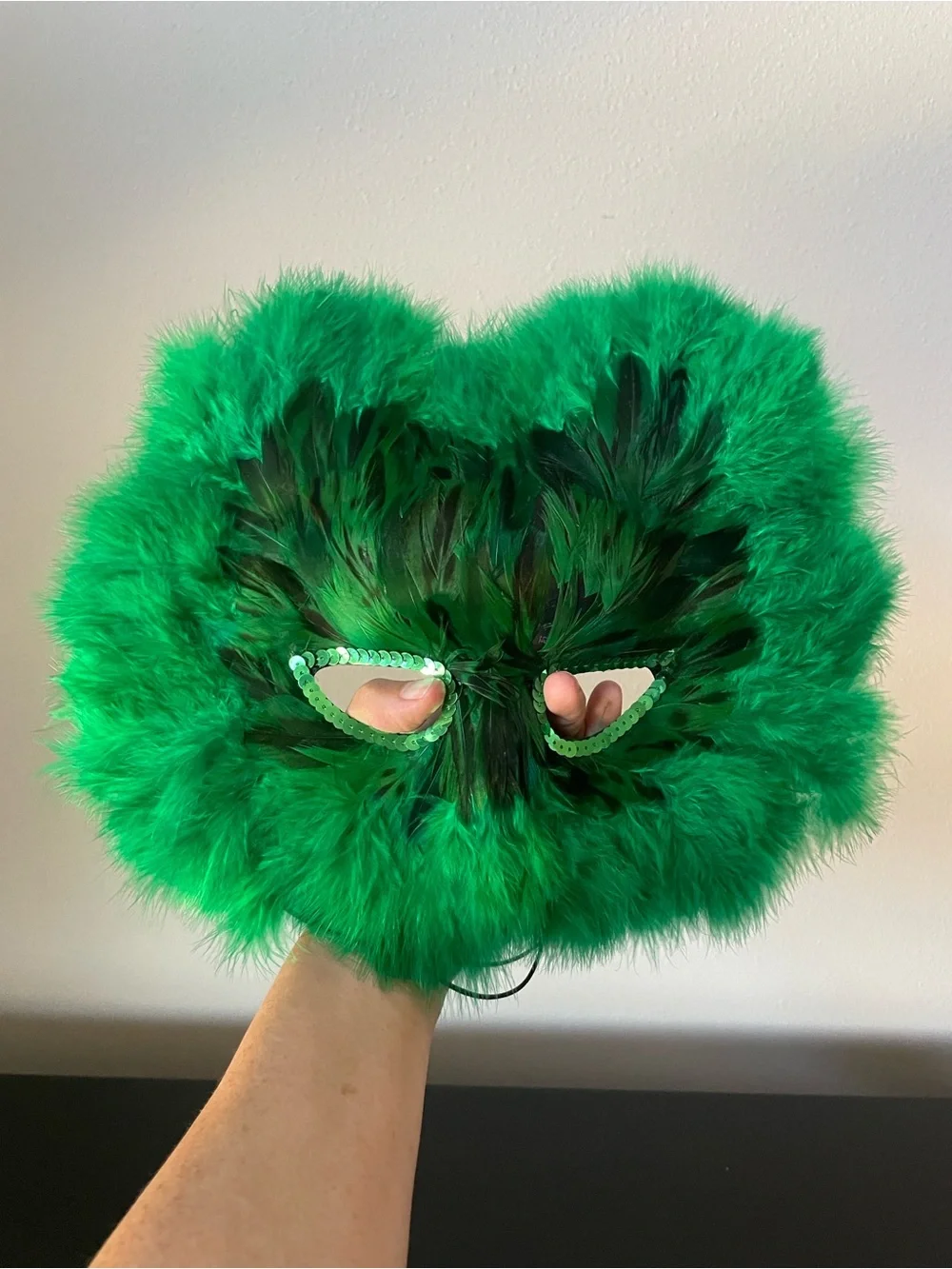 Green Feathered masquerade Face Mask